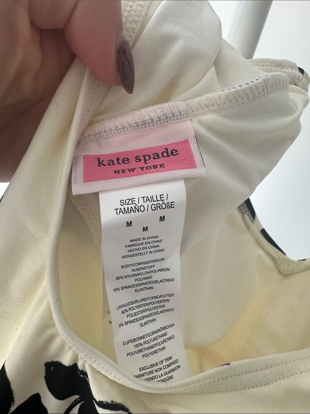 Kate Spade Black & Cream Floral Tie-Shoulder One-Piece Swimsuit - Picture 6 of 7